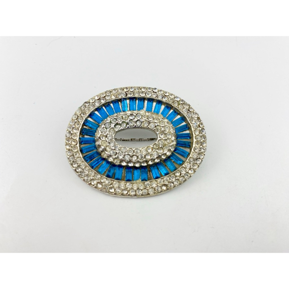 Vintage Ledo Polcini Sapphire Clear Rhinestone Sparkly Brooch. - Picture 2 of 6